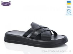 Шлепки Garti 0174 чорна шкіра